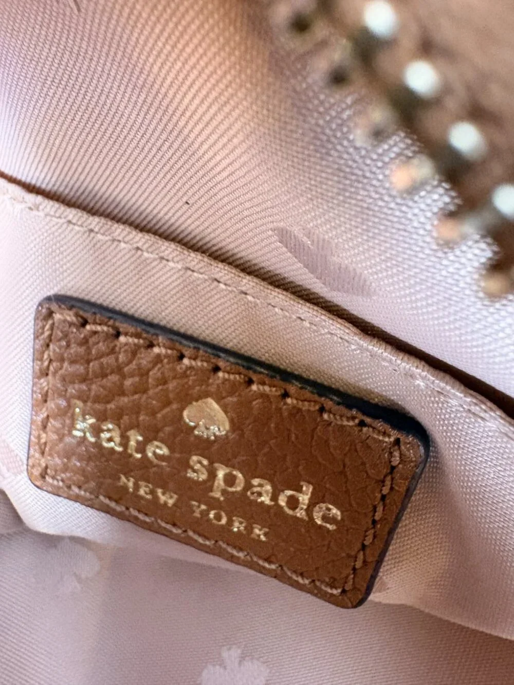 Kate Spade | Pebbled Leather Dome Crossbody Bag | Tan | Double Zip | Medium - Picture 5 of 14
